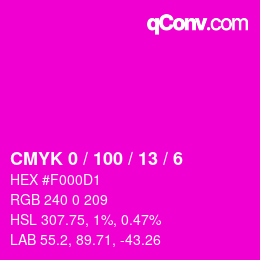 カラーコード: CMYK 0 / 100 / 13 / 6 | qconv.com