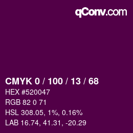 Color code: CMYK 0 / 100 / 13 / 68 | qconv.com