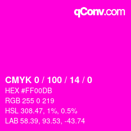 カラーコード: CMYK 0 / 100 / 14 / 0 | qconv.com