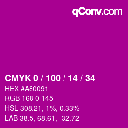 Color code: CMYK 0 / 100 / 14 / 34 | qconv.com