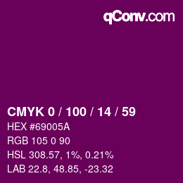 Color code: CMYK 0 / 100 / 14 / 59 | qconv.com