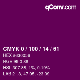 Color code: CMYK 0 / 100 / 14 / 61 | qconv.com