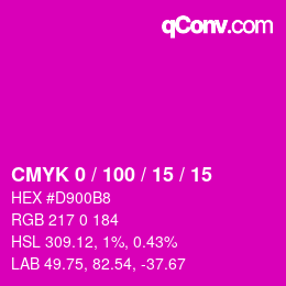 Farbcode: CMYK 0 / 100 / 15 / 15 | qconv.com