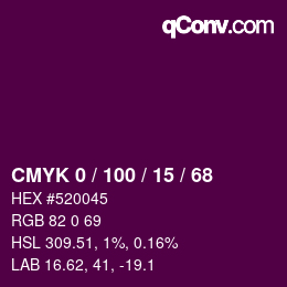 Color code: CMYK 0 / 100 / 15 / 68 | qconv.com