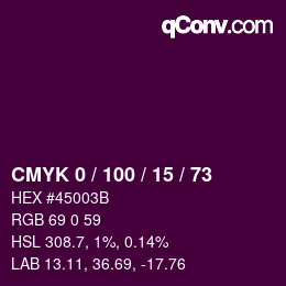 Color code: CMYK 0 / 100 / 15 / 73 | qconv.com