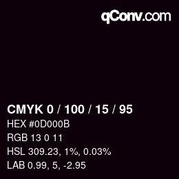 Color code: CMYK 0 / 100 / 15 / 95 | qconv.com