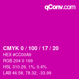 Código de color: CMYK 0 / 100 / 17 / 20 | qconv.com