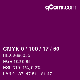 Color code: CMYK 0 / 100 / 17 / 60 | qconv.com