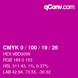 Color code: CMYK 0 / 100 / 19 / 26 | qconv.com
