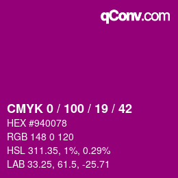 Color code: CMYK 0 / 100 / 19 / 42 | qconv.com