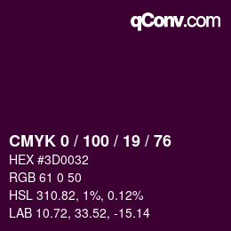 Color code: CMYK 0 / 100 / 19 / 76 | qconv.com