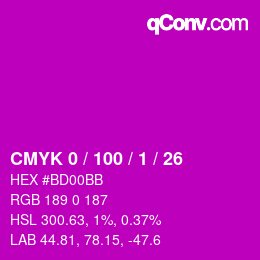 Color code: CMYK 0 / 100 / 1 / 26 | qconv.com