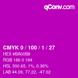 カラーコード: CMYK 0 / 100 / 1 / 27 | qconv.com