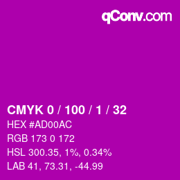 颜色代码: CMYK 0 / 100 / 1 / 32 | qconv.com