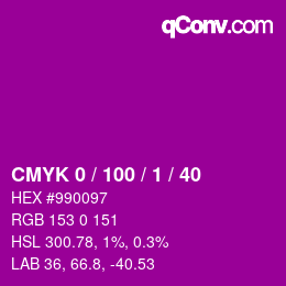 カラーコード: CMYK 0 / 100 / 1 / 40 | qconv.com