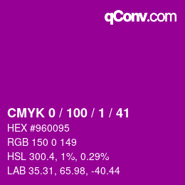 Color code: CMYK 0 / 100 / 1 / 41 | qconv.com