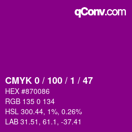 Color code: CMYK 0 / 100 / 1 / 47 | qconv.com