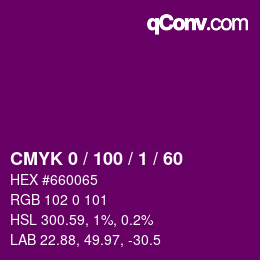カラーコード: CMYK 0 / 100 / 1 / 60 | qconv.com