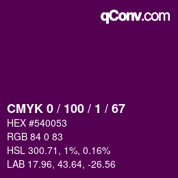 Color code: CMYK 0 / 100 / 1 / 67 | qconv.com