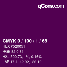 Color code: CMYK 0 / 100 / 1 / 68 | qconv.com