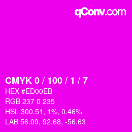 カラーコード: CMYK 0 / 100 / 1 / 7 | qconv.com