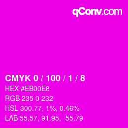 Farbcode: CMYK 0 / 100 / 1 / 8 | qconv.com