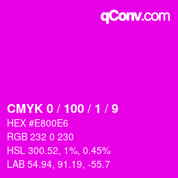颜色代码: CMYK 0 / 100 / 1 / 9 | qconv.com