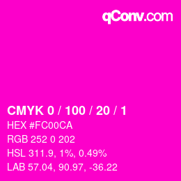 Color code: CMYK 0 / 100 / 20 / 1 | qconv.com