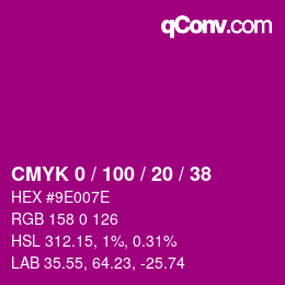 Código de color: CMYK 0 / 100 / 20 / 38 | qconv.com