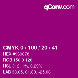 Color code: CMYK 0 / 100 / 20 / 41 | qconv.com