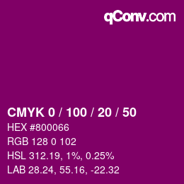 Color code: CMYK 0 / 100 / 20 / 50 | qconv.com