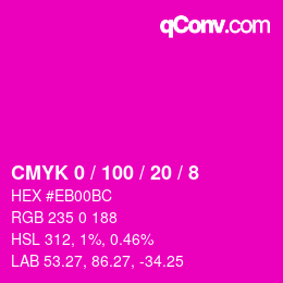 カラーコード: CMYK 0 / 100 / 20 / 8 | qconv.com