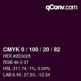 Color code: CMYK 0 / 100 / 20 / 82 | qconv.com