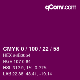 Color code: CMYK 0 / 100 / 22 / 58 | qconv.com