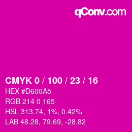 カラーコード: CMYK 0 / 100 / 23 / 16 | qconv.com