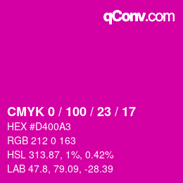 カラーコード: CMYK 0 / 100 / 23 / 17 | qconv.com