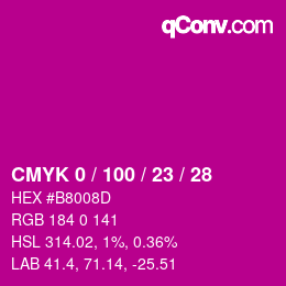 Color code: CMYK 0 / 100 / 23 / 28 | qconv.com