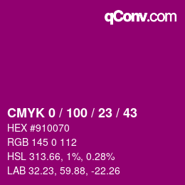 Color code: CMYK 0 / 100 / 23 / 43 | qconv.com