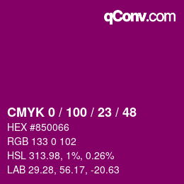 Color code: CMYK 0 / 100 / 23 / 48 | qconv.com