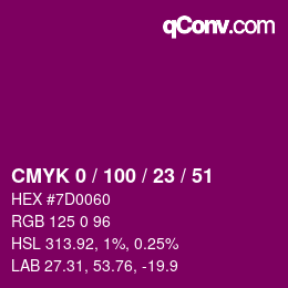 Color code: CMYK 0 / 100 / 23 / 51 | qconv.com