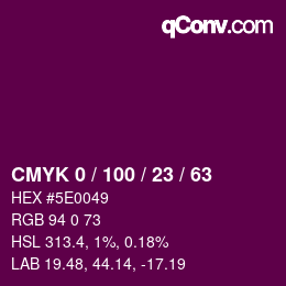 Color code: CMYK 0 / 100 / 23 / 63 | qconv.com