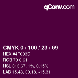Color code: CMYK 0 / 100 / 23 / 69 | qconv.com