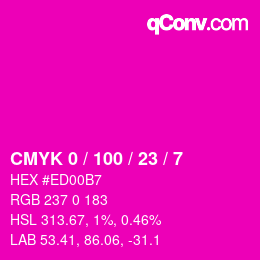 カラーコード: CMYK 0 / 100 / 23 / 7 | qconv.com
