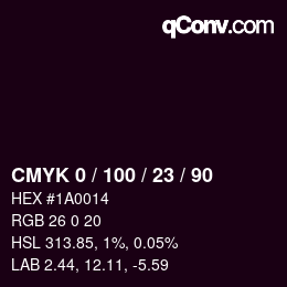 Color code: CMYK 0 / 100 / 23 / 90 | qconv.com