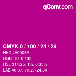 Color code: CMYK 0 / 100 / 24 / 29 | qconv.com