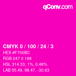 カラーコード: CMYK 0 / 100 / 24 / 3 | qconv.com
