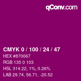 Color code: CMYK 0 / 100 / 24 / 47 | qconv.com