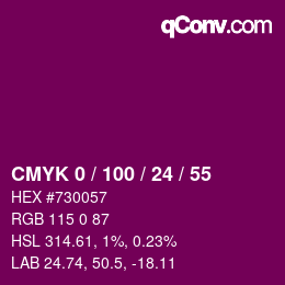 Color code: CMYK 0 / 100 / 24 / 55 | qconv.com