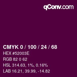 Color code: CMYK 0 / 100 / 24 / 68 | qconv.com