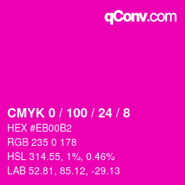 カラーコード: CMYK 0 / 100 / 24 / 8 | qconv.com